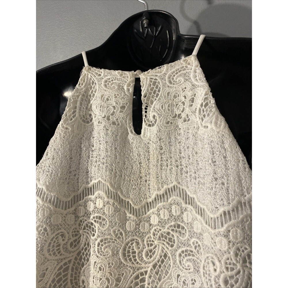 Monteau Los Angeles Mini Halter Dress White Lace Size S - Picture 6 of 7
